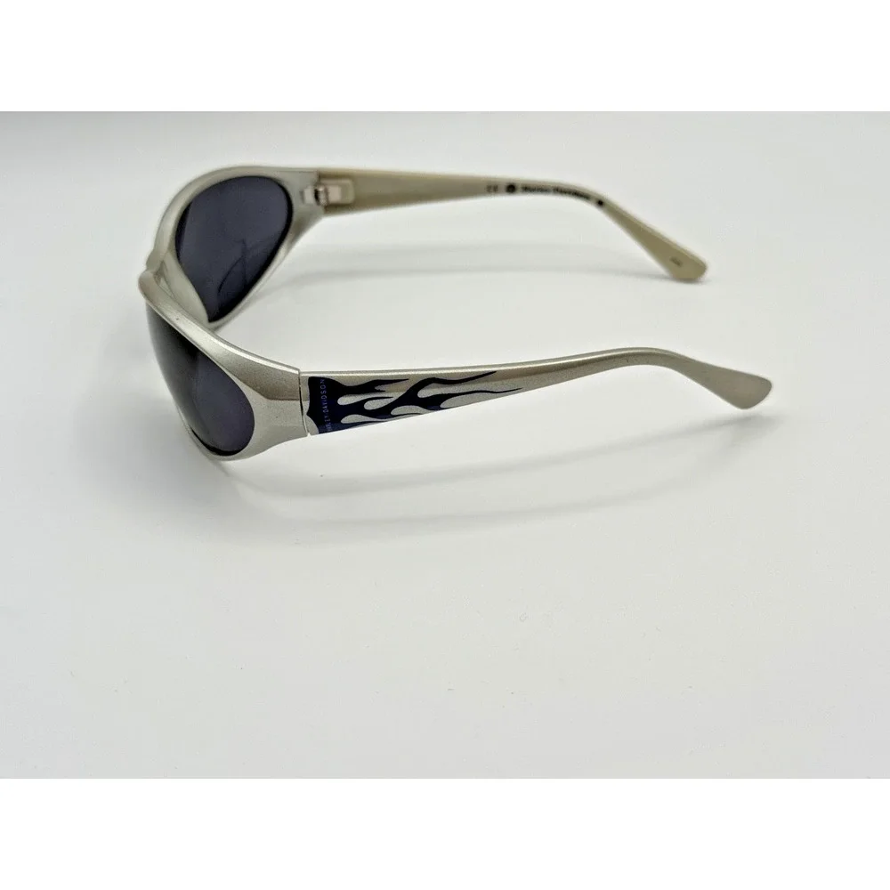 Vintage Y2K Harley-Davidson HDS 355 Wrap Sunglasses Blue Flames Pouch